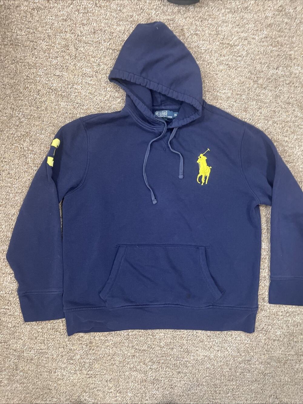 Polo Ralph Lauren Big Pony Hoodie Mens XL Blue #3 Pullover Sweatshirt Pocket
